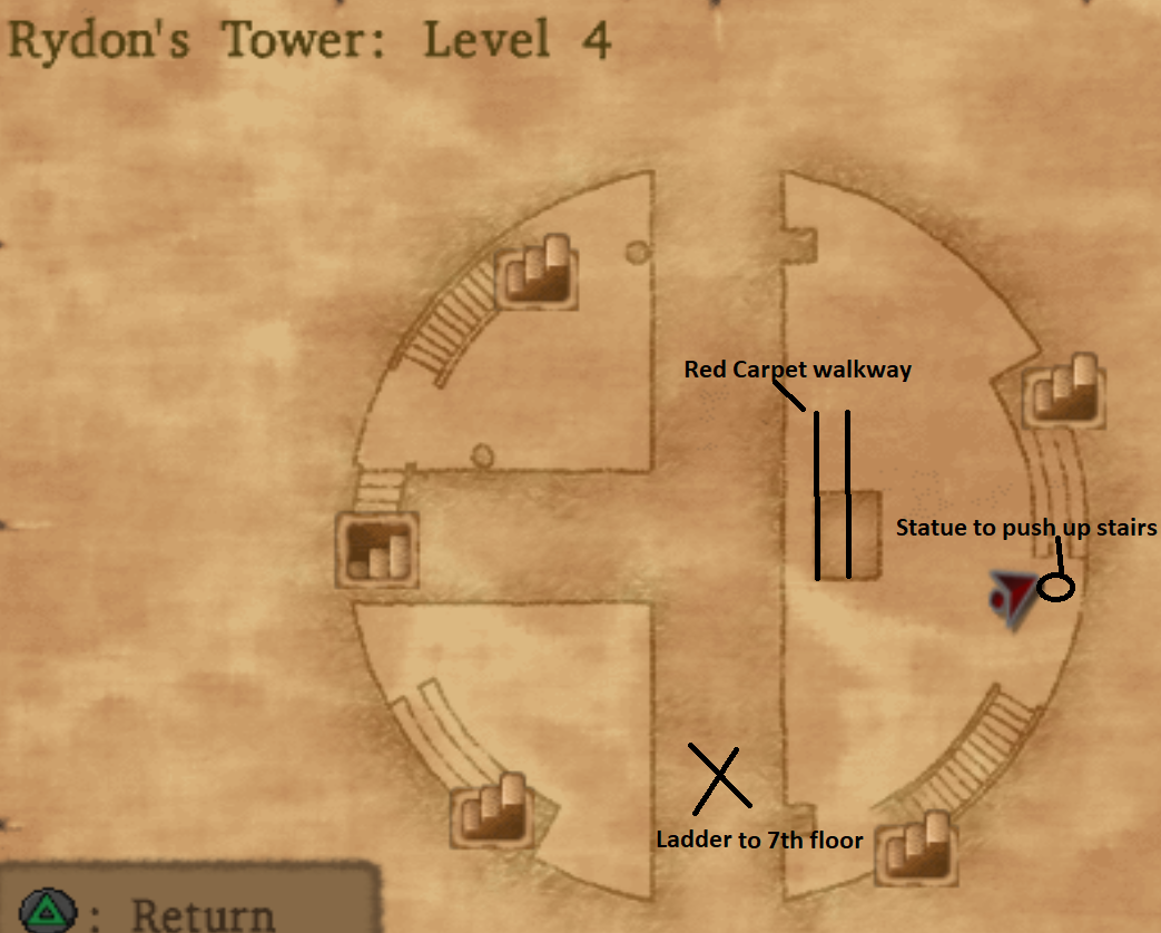 Map of Rydons Tower Dungeon Level 4